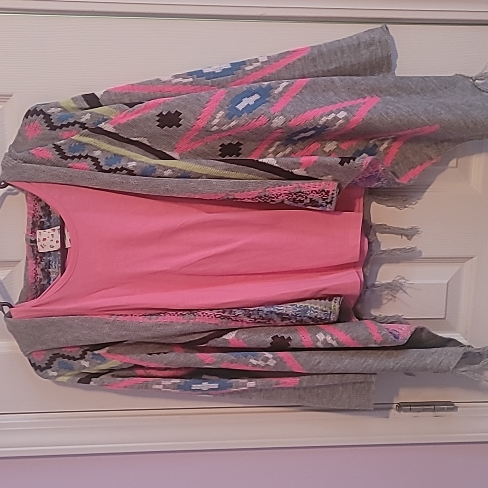 Poncho Style Cardigan with Matching Tank Set